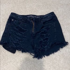 Black high waisted denim shorts